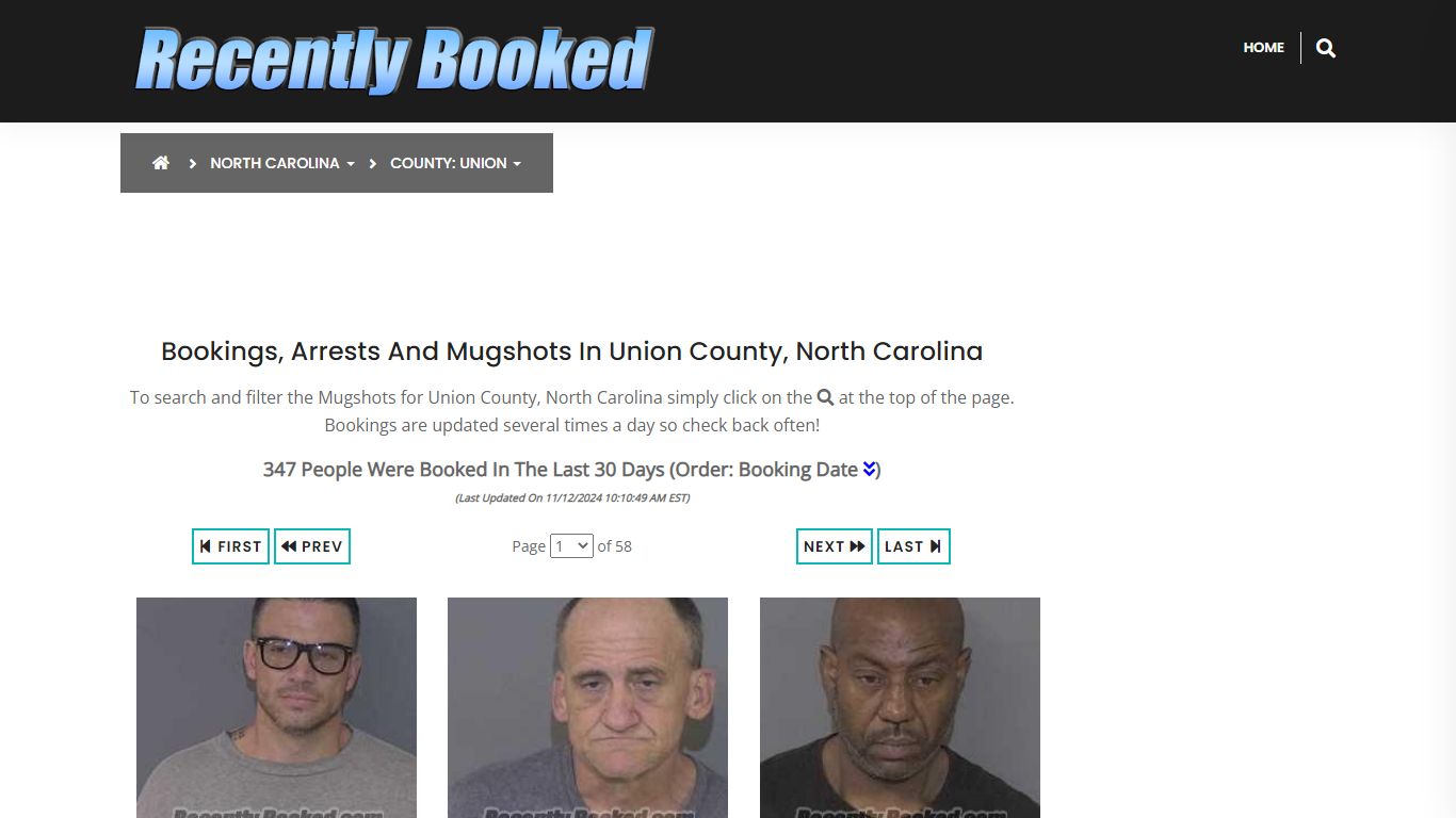 Bookings, Arrests and Mugshots in Union County, North Carolina